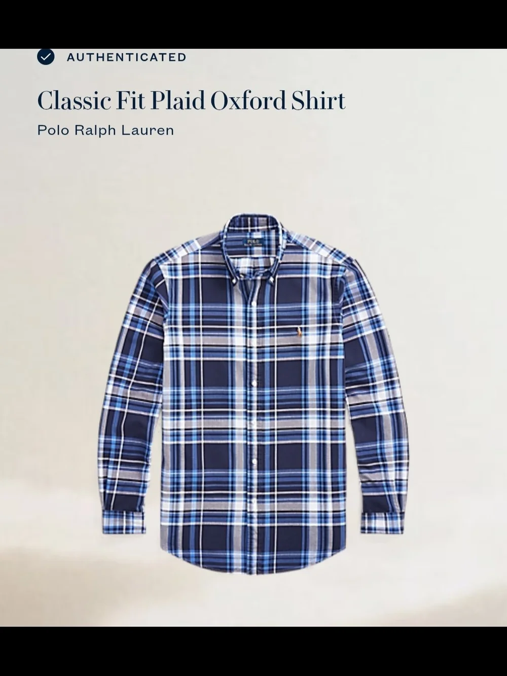 Polo by Ralph Lauren Navy and Light Blue Plaid Button-Down Shirt